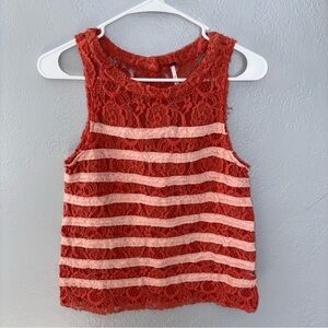Free People Coral and Pink cutie Lace Top cottage core sz XS